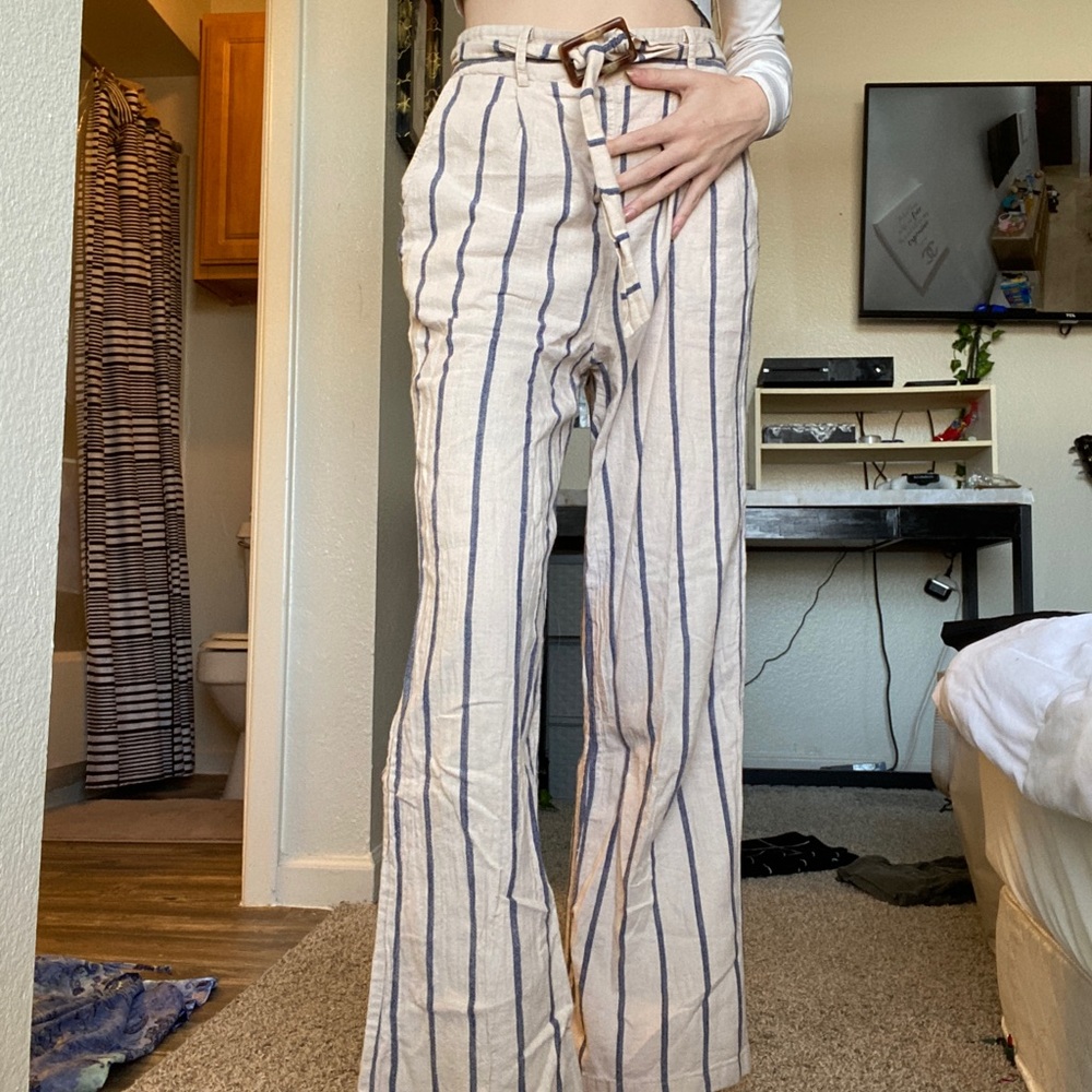 Linen Striped Pants - Flowy